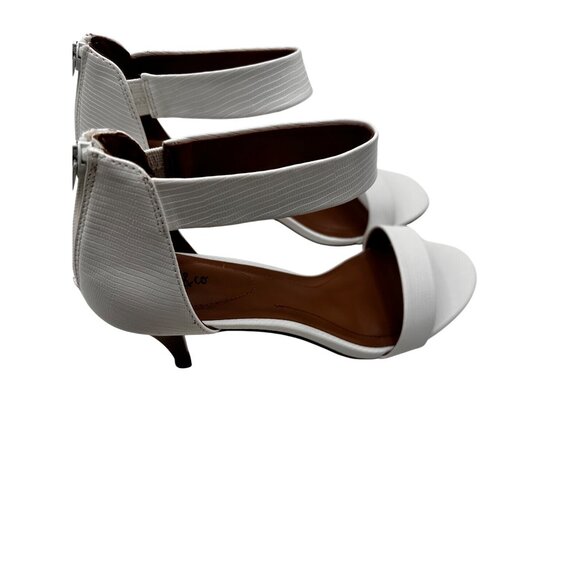 Style & Co Size 10 Ankle Strap Heels Faux Leather Open Toe Sandals Back Zipper - Picture 3 of 11